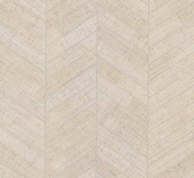 Atelier Herringbone White Wallpaper with Geometric Herringbone Raffia Motif - York HO2108