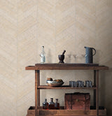 Atelier Herringbone White Wallpaper with Geometric Herringbone Raffia Motif - York HO2108