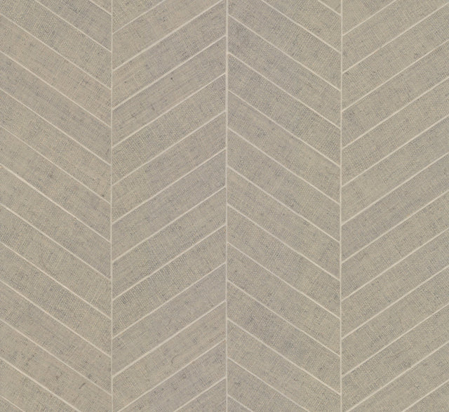 Atelier Herringbone Linen Wallpaper with Raffia Grasscloth Chevron Pattern, Feature Wall Style - York HO2109GV