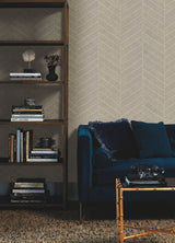Atelier Herringbone Off White Wallpaper with Geometric Herringbone Non Woven Pattern - York HO2109