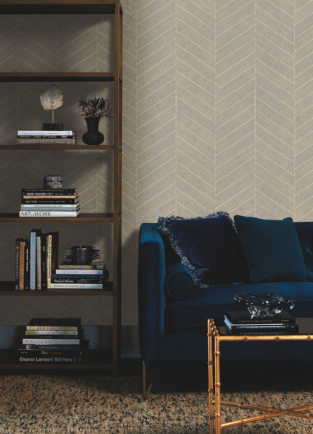 Atelier Herringbone Off White Wallpaper with Geometric Herringbone Non Woven Pattern - York HO2109