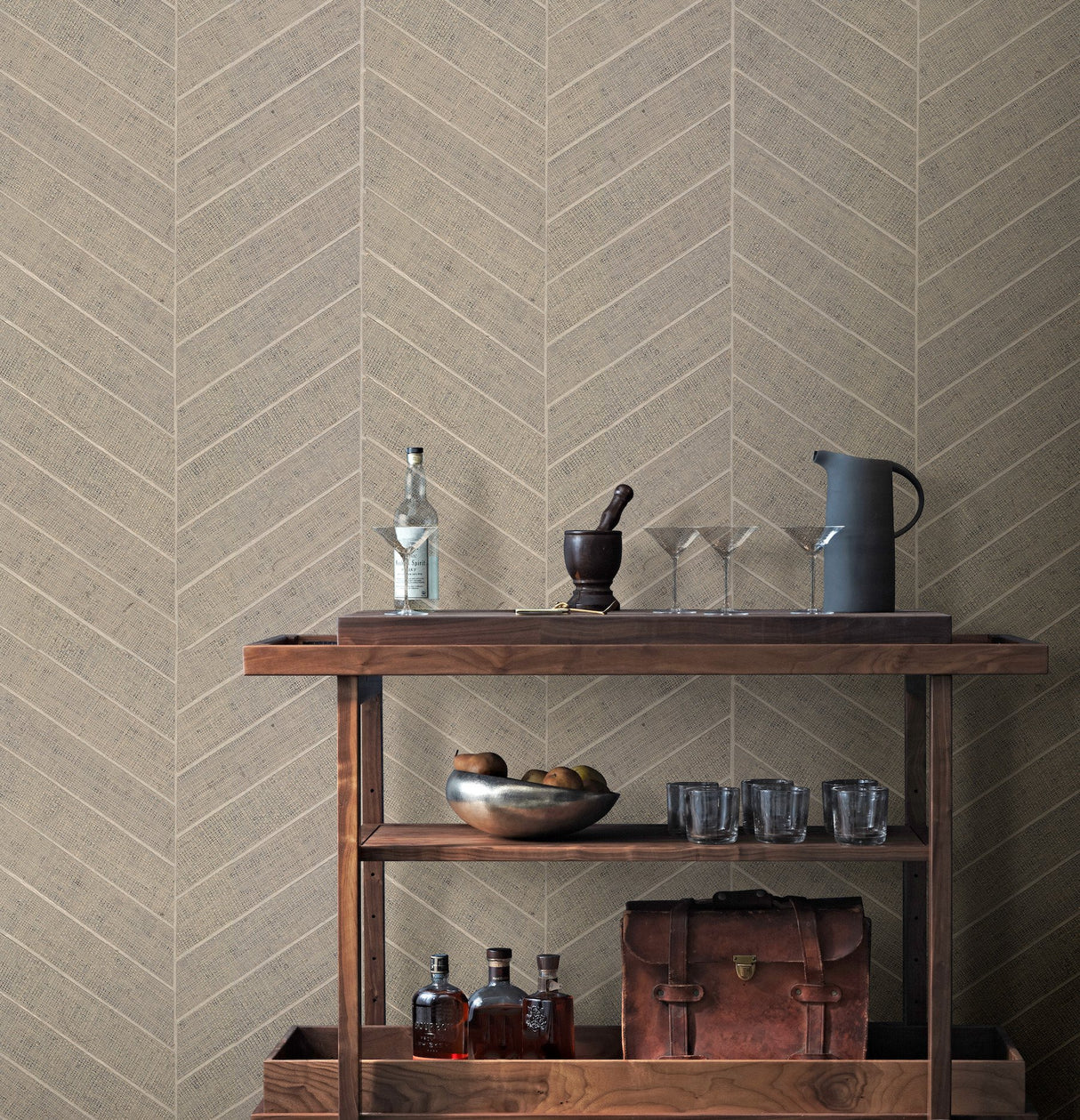 Atelier Herringbone Off White Wallpaper with Geometric Herringbone Non Woven Pattern - York HO2109