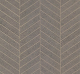 Atelier Herringbone Natural Grey Raffia Grasscloth Wallpaper with Metallic Feature Wall Style - York HO2110GV