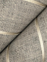 Atelier Herringbone Natural Grey Raffia Grasscloth Wallpaper with Metallic Feature Wall Style - York HO2110GV