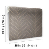 Atelier Herringbone Natural Grey Raffia Grasscloth Wallpaper with Metallic Feature Wall Style - York HO2110GV
