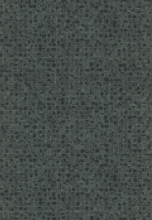 Leather Lux Dark Green Textured Wallpaper with Glossy Geometric Grid - York HO2116