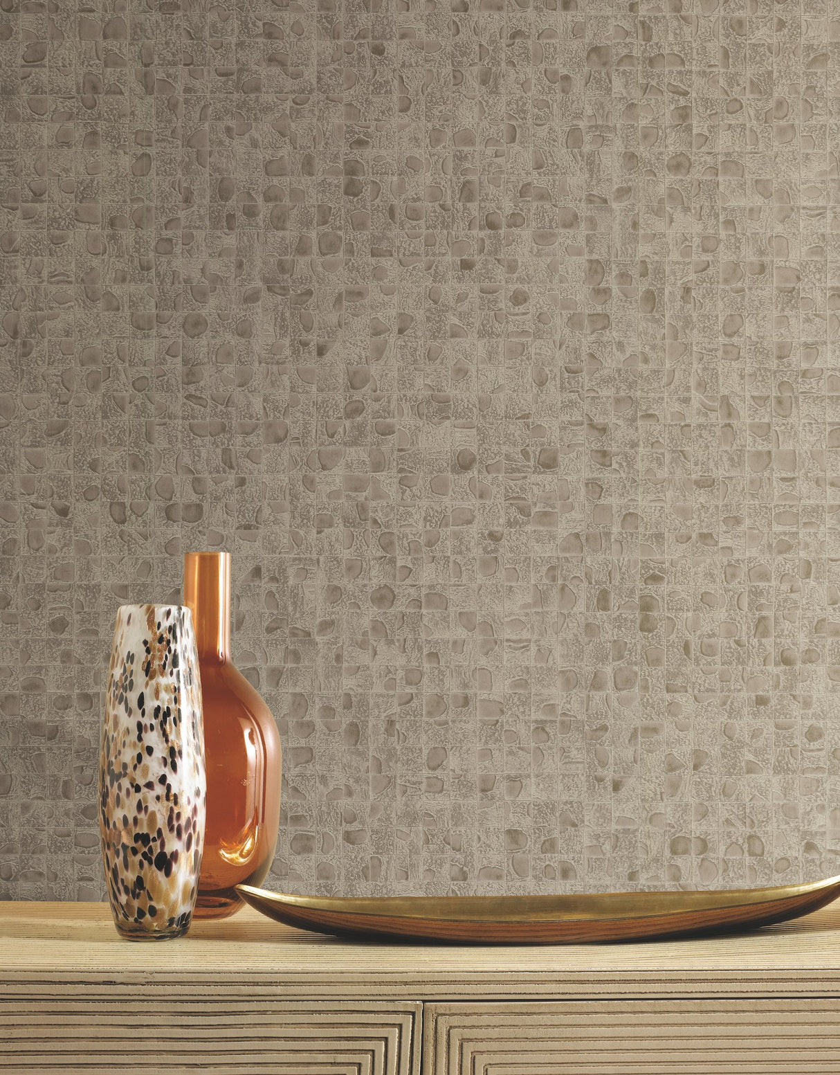 Leather Lux Beige Textured Geometric Wallpaper - York HO2118