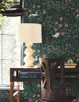 Aspen Dark Green Wallpaper with Woodland Stag and Crane Scenic Motif - York HO2126