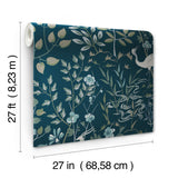 Aspen Dark Blue Wallpaper with Woodland Stag and Crane Motif - York HO2128