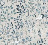Aspen Grey Wallpaper with Woodland Stag and Crane Motif - York HO2129