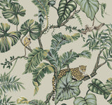 Jungle Cat Beige Wallpaper with Tropical Jungle Animals Pattern - York HO2144