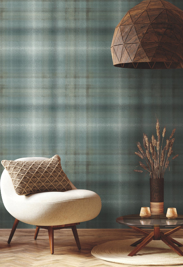 Sterling Plaid Green Wallpaper