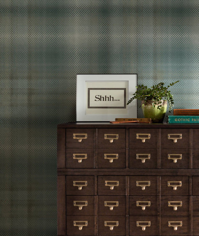 Sterling Plaid Green Wallpaper