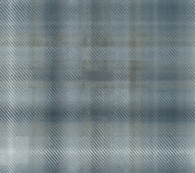 Sterling Plaid Blue Wallpaper with Oversized Woolen Plaid Motif - York HO2158