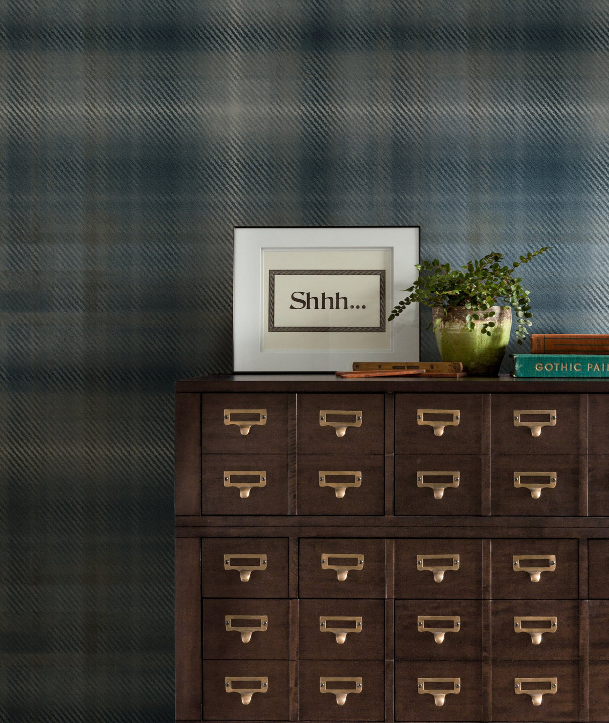 Sterling Plaid Blue Wallpaper with Oversized Woolen Plaid Motif - York HO2158