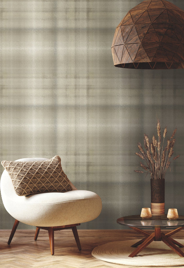 Sterling Plaid Beige Wallpaper