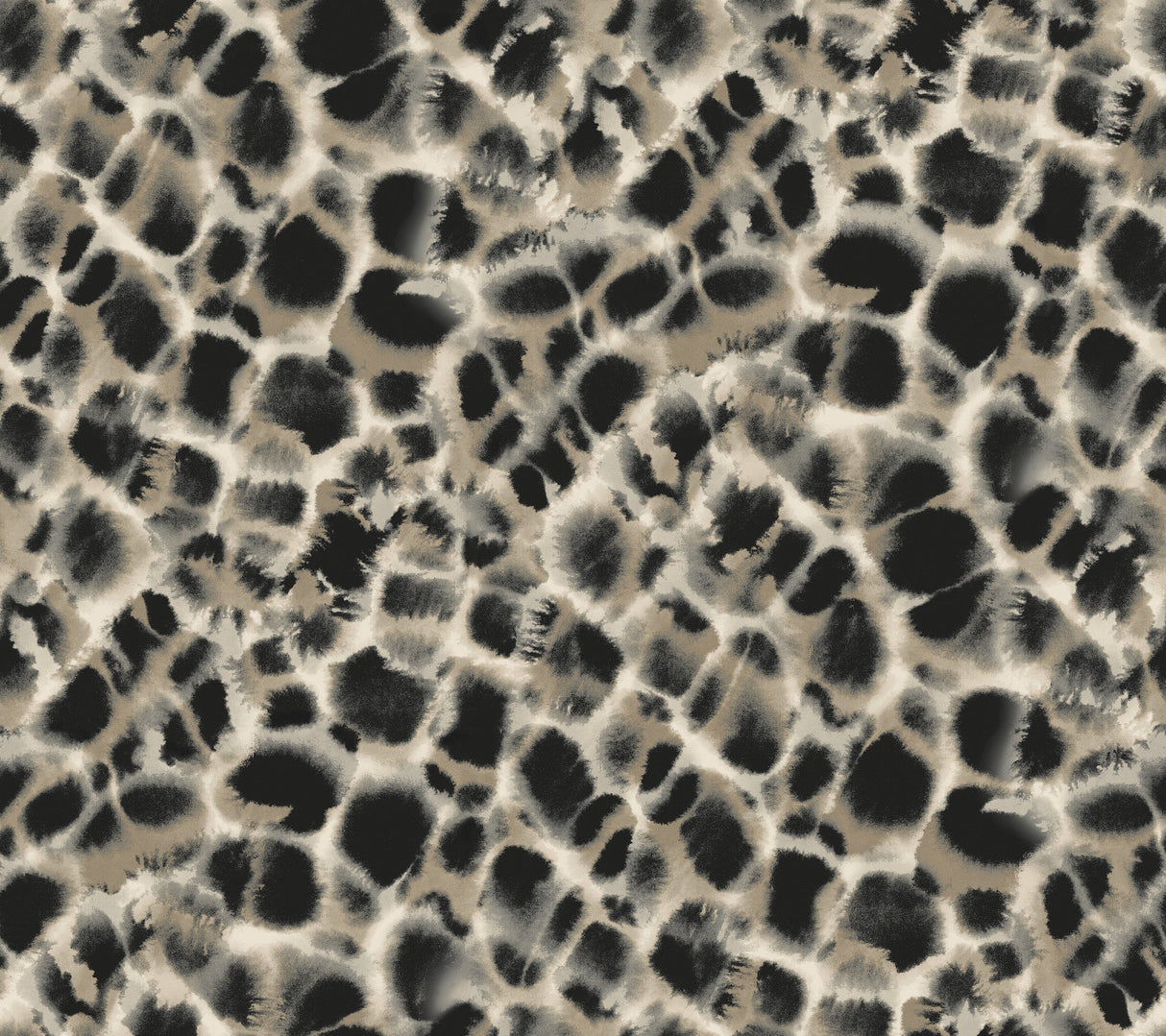 Leopard Rosettes Black Wallpaper with Watercolor Animal Print - York HO2162