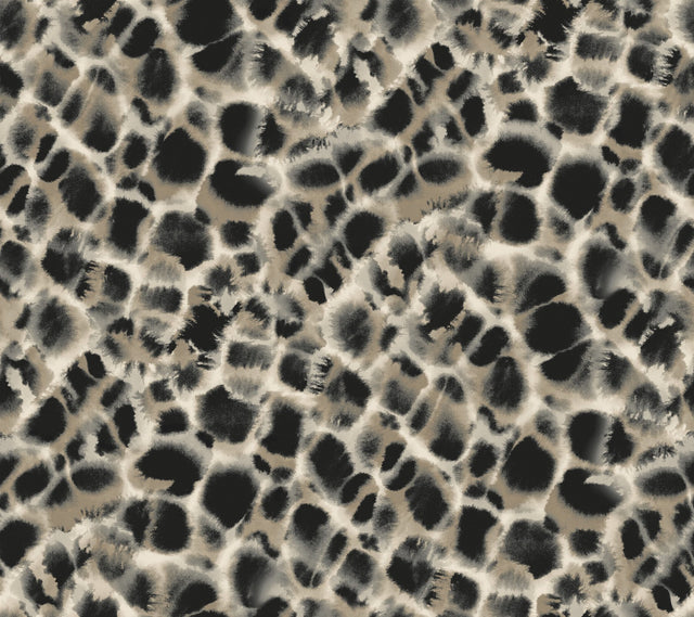 Leopard Rosettes Black Wallpaper with Watercolor Animal Print - York HO2162