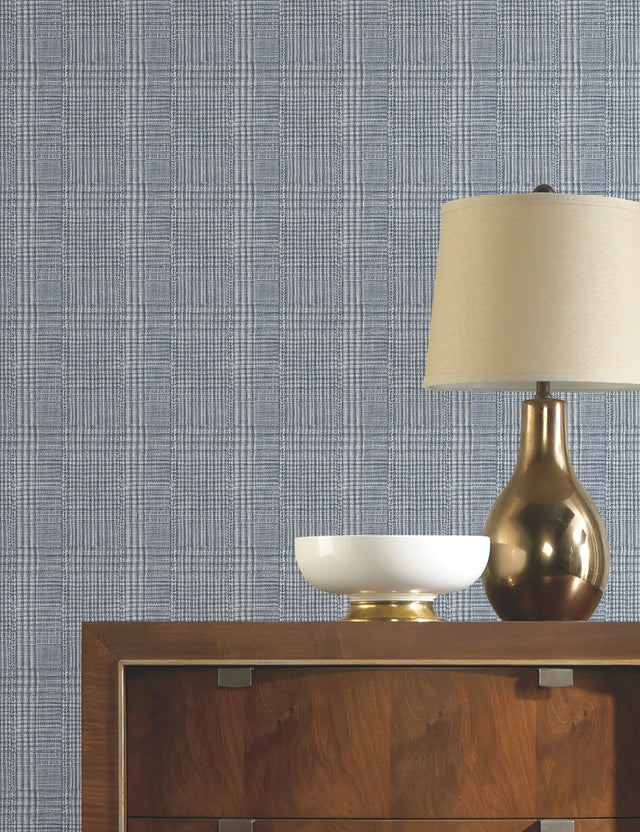 Shirting Plaid Blue Wallpaper with Plaids & Checks Non Woven Style - York HO2167