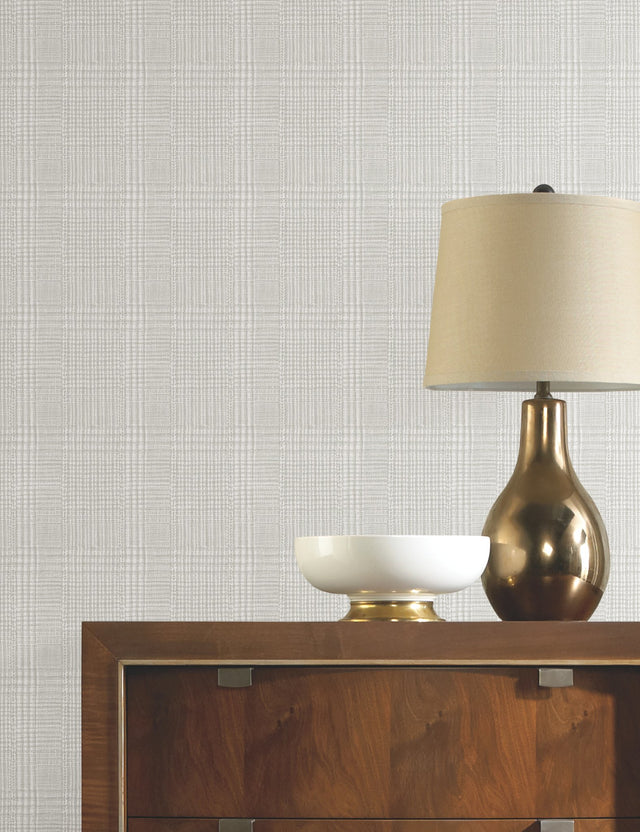 Shirting Plaid Grey Wallpaper with Menswear Plaid Pattern, Non Woven Unpasted Straight Match - York HO2168