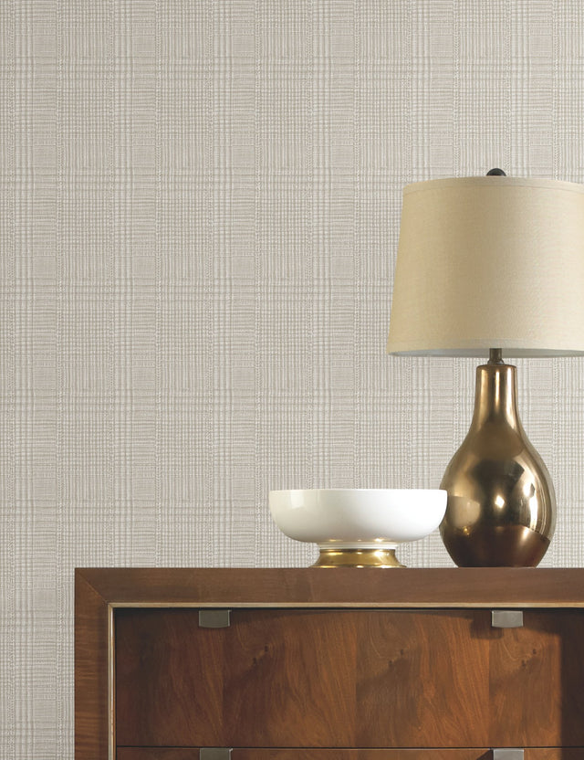 Shirting Plaid Off White Wallpaper with Woven Menswear Plaid - York HO2169