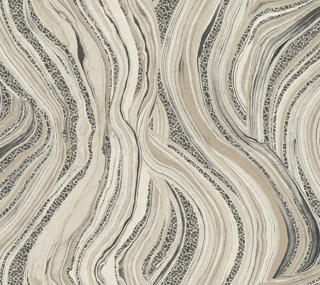 Streaming Cheetah Linen Wallpaper with Marble Veining Animal Motif - York HO2171