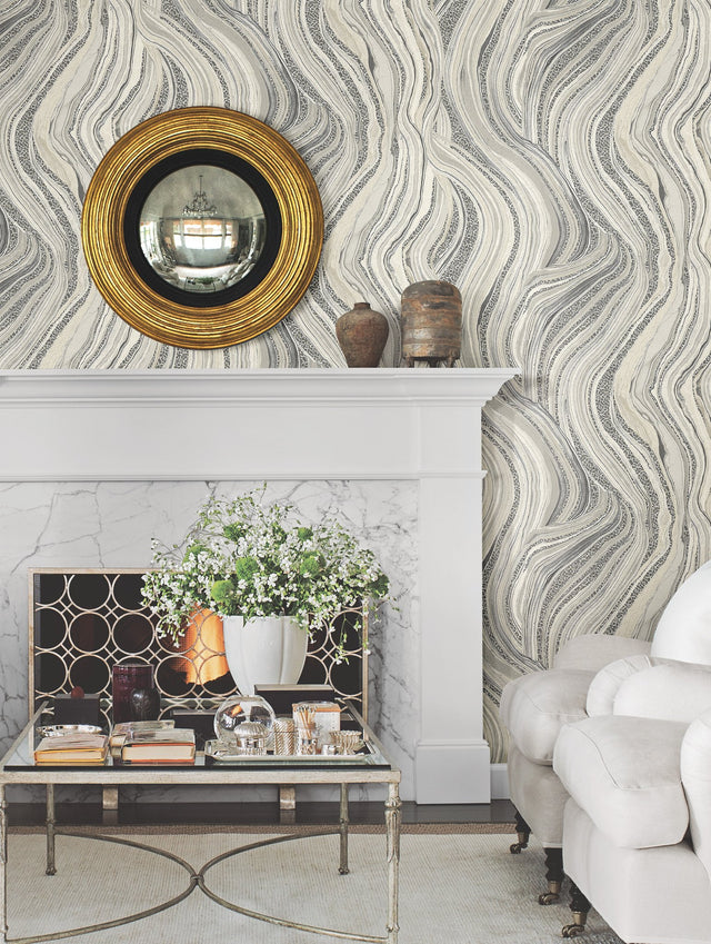 Streaming Cheetah Grey Wallpaper with Textural Animal Motif - York HO2172