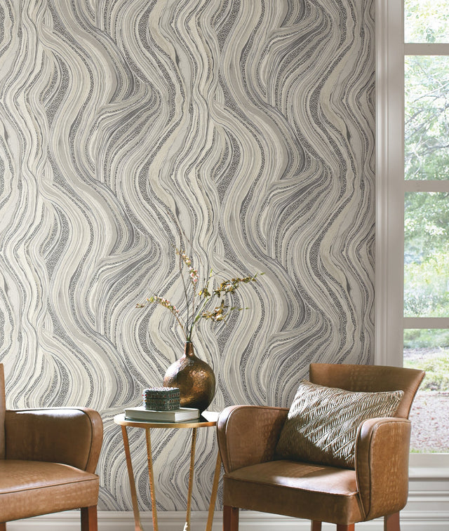 Streaming Cheetah Grey Wallpaper with Textural Animal Motif - York HO2172