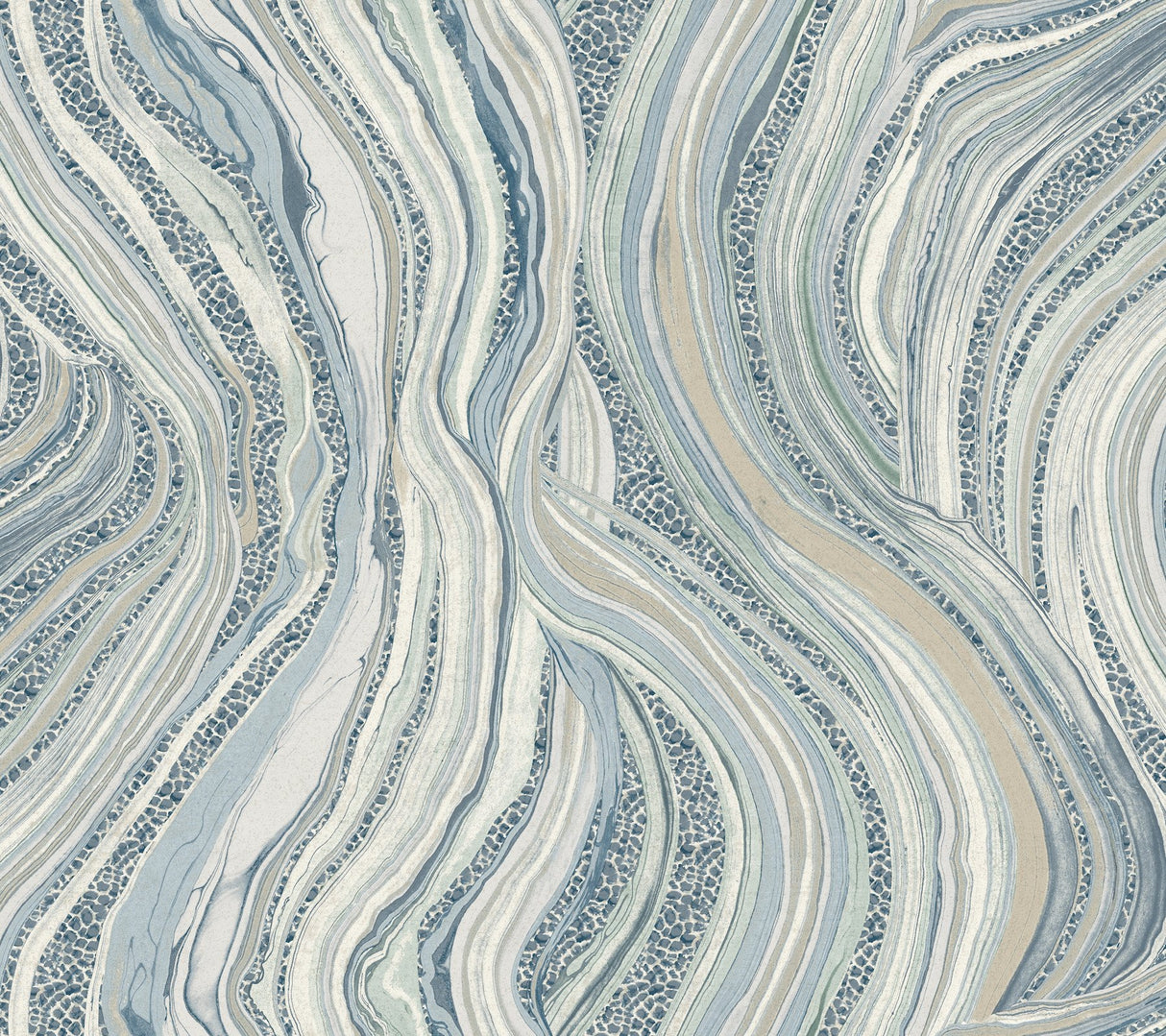 Streaming Cheetah Blue Wallpaper with Textured Animal Print and Marble Veining - York HO2173
