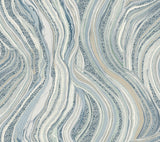 Streaming Cheetah Blue Wallpaper with Textured Animal Print and Marble Veining - York HO2173
