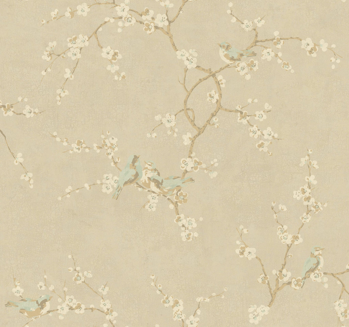 Birds with Blossoms Metallic Wallpaper in Metallic - York HP0325
