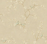 Birds with Blossoms Metallic Wallpaper in Metallic - York HP0325
