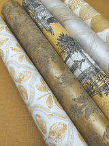 Charleston Damask Yellow Wallpaper with Classic Acanthus Motif - York HS7956