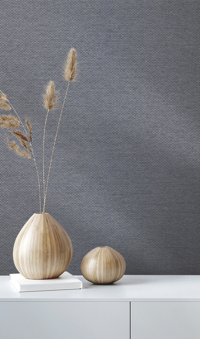 Varna Deep Navy Textured Wallpaper with Woven Look - York HW3660R