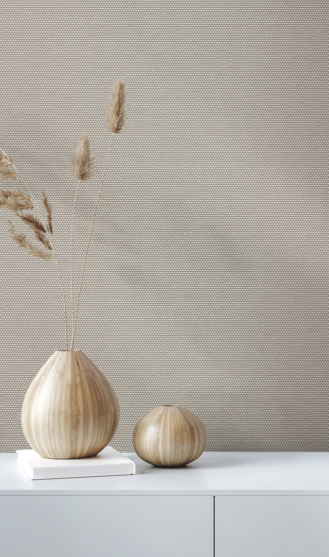 Varna Husky Grey Textured Wallpaper with Woven Dot Pattern - York HW3667R