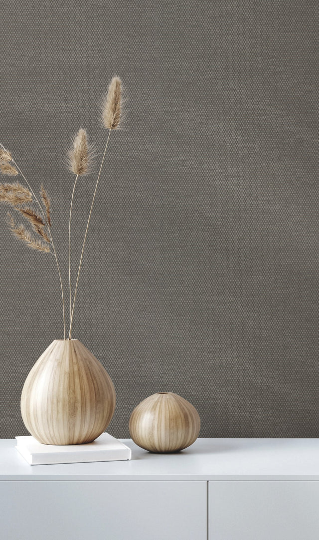 Varna Knight Textured Wallpaper in Grey Woven Pattern - York HW3670R