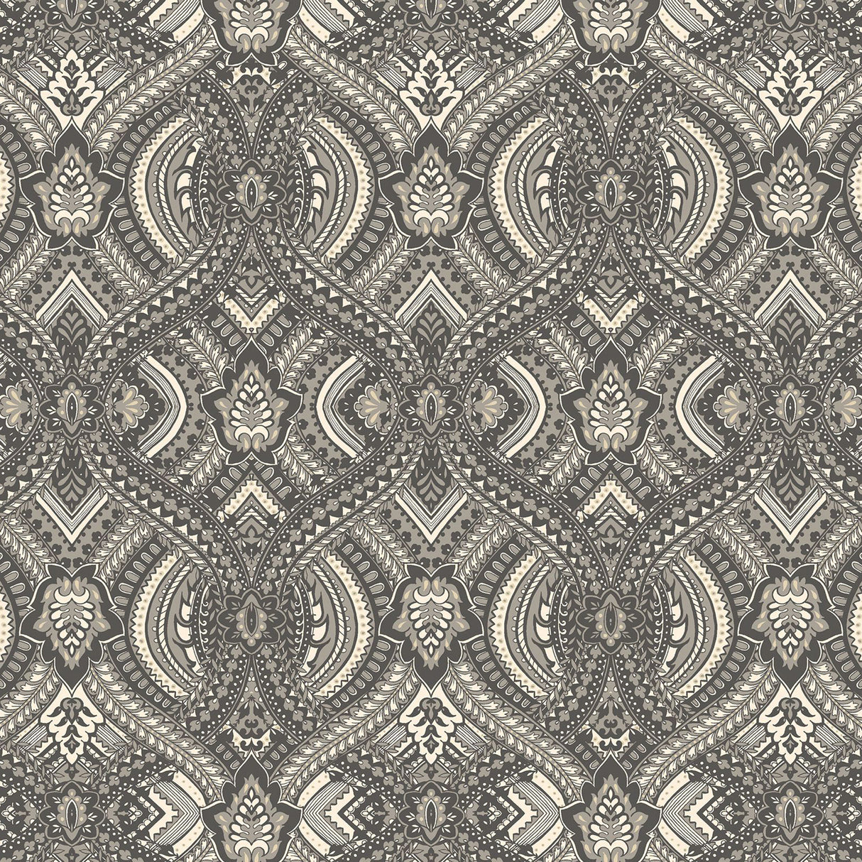 Ogee Black Peel and Stick Wallpaper by Hoopla Walls - HWA1035PU