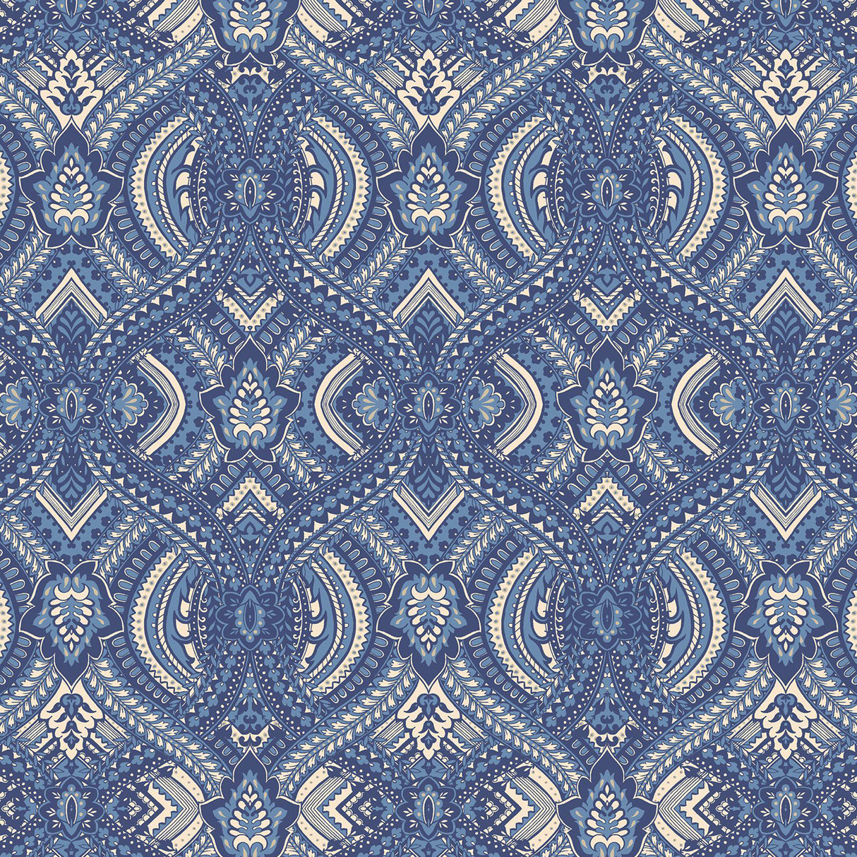 Ogee Navy Blue Peel and Stick Wallpaper by Hoopla Walls - HWA1036PU