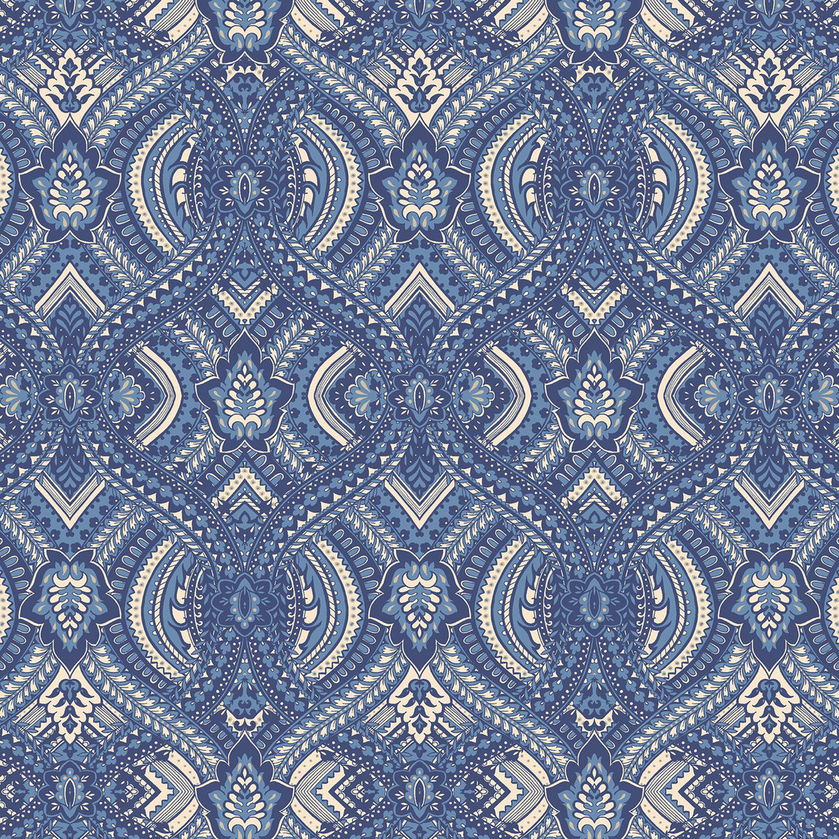Ogee Navy Blue Peel and Stick Wallpaper by Hoopla Walls - HWA1036PU