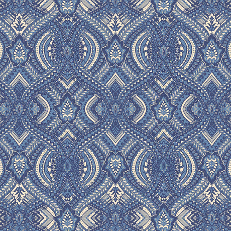 Ogee Navy Blue Peel and Stick Wallpaper by Hoopla Walls - HWA1036PU
