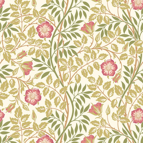 Rosehip Trail Rose Pink Peel and Stick Wallpaper by Hoopla Walls HWA1099PU