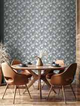 Chunky Flower Summer Shower by Hoopla Walls Grey and White Contemporary Botanical Floral Peel and Stick Wallpaper - HWA1149PU