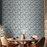 Chunky Flower Summer Shower by Hoopla Walls Grey and White Contemporary Botanical Floral Peel and Stick Wallpaper - HWA1149PU