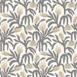 Chunky Flower Black & White Peel and Stick Wallpaper by Hoopla Walls featuring chunky grey botanical florals and taupe blooms on an off-white background - HWA1150PU