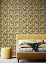 Chunky Flower Mustard by Hoopla Walls Modern Yellow and White Botanical Floral Fully Removable Peel and Stick Wallpaper Roll 29.6 sq ft - HWA1154PU