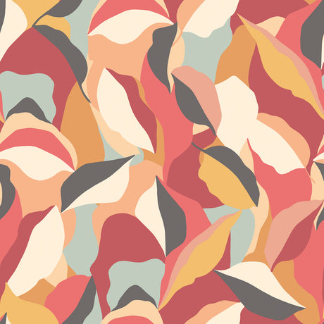 Leafy Patchwork Spice Mix Peel and Stick Wallpaper by Hoopla Walls HWA1157PU