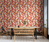 Leafy Patchwork Spice Mix by Hoopla Walls Modern Botanical Leaf Peel and Stick Wallpaper 19.7 In x 18 Ft Covers 29.6 Sq Ft - HWA1157PU