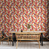 Leafy Patchwork Spice Mix by Hoopla Walls Modern Botanical Leaf Peel and Stick Wallpaper 19.7 In x 18 Ft Covers 29.6 Sq Ft - HWA1157PU