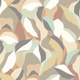 Leafy Patchwork Caramel and Mint Peel and Stick Wallpaper by Hoopla Walls HWA1161PU