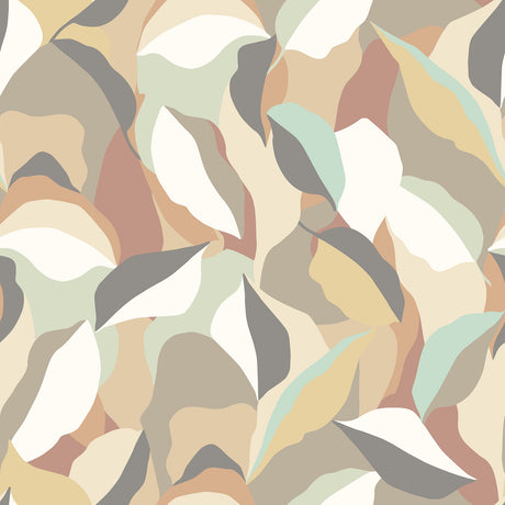 Leafy Patchwork Caramel and Mint Peel and Stick Wallpaper by Hoopla Walls HWA1161PU